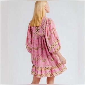 Cleobella Magdalena Pink Wildflower Boho Babydoll Dress